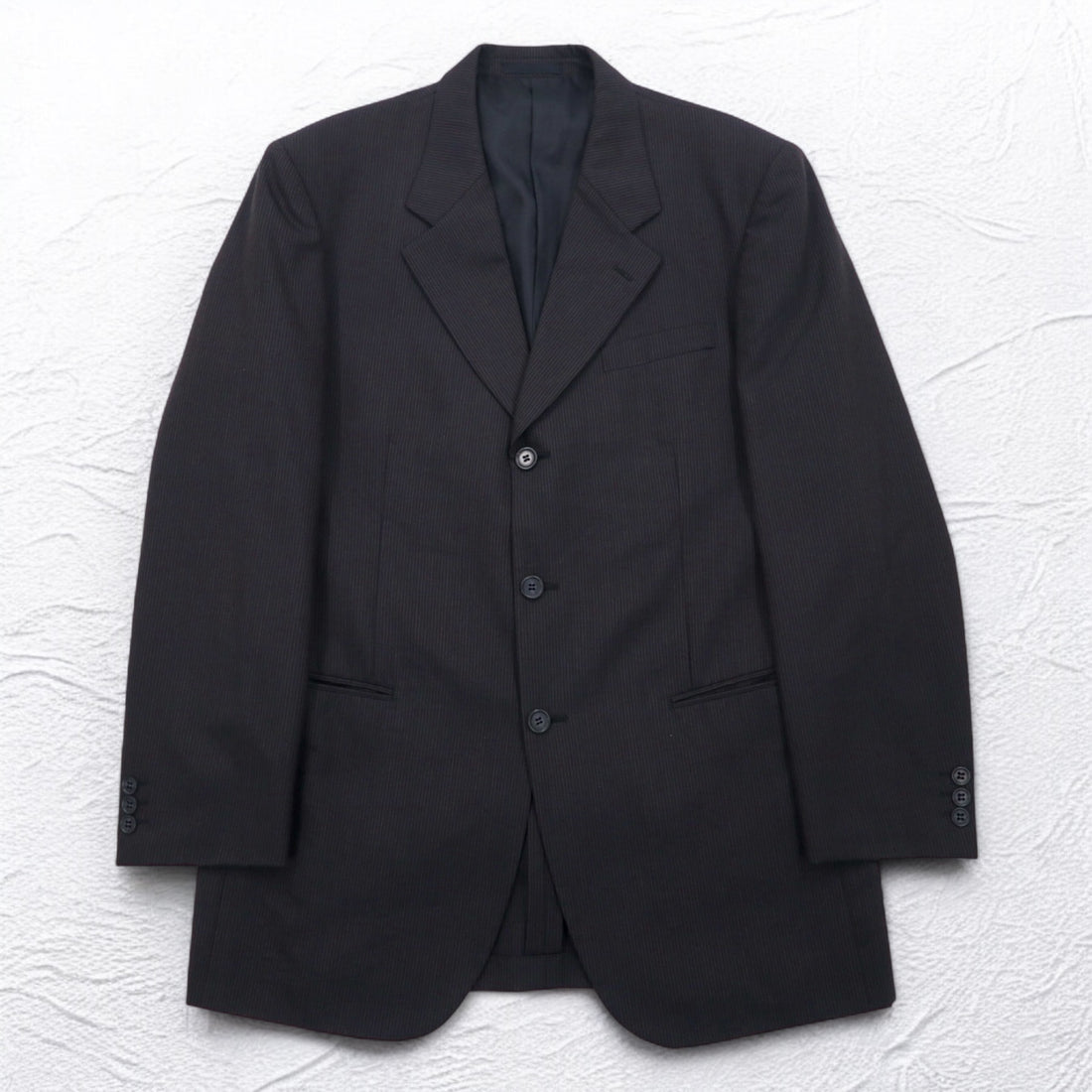STUDIO by D'URBAN 80s 3B Suit Set Up XL Grey Striped Wool Made in Japan