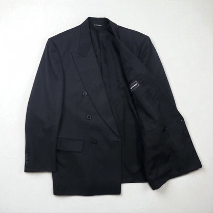 80s Canada UNION MADE Vintage Blazer BOSA. 80s Canadian-made double-breasted blazer with peaked velvet, size L. Union Made with ACTWU tag. Exclusively made by Jack Fraser.