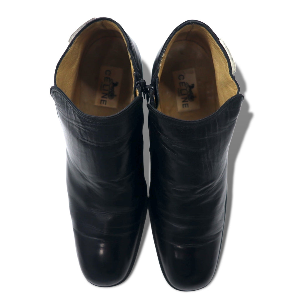 CELINE オールド ジョッパーブーツ サイドジップ 25cm ブラック レザー