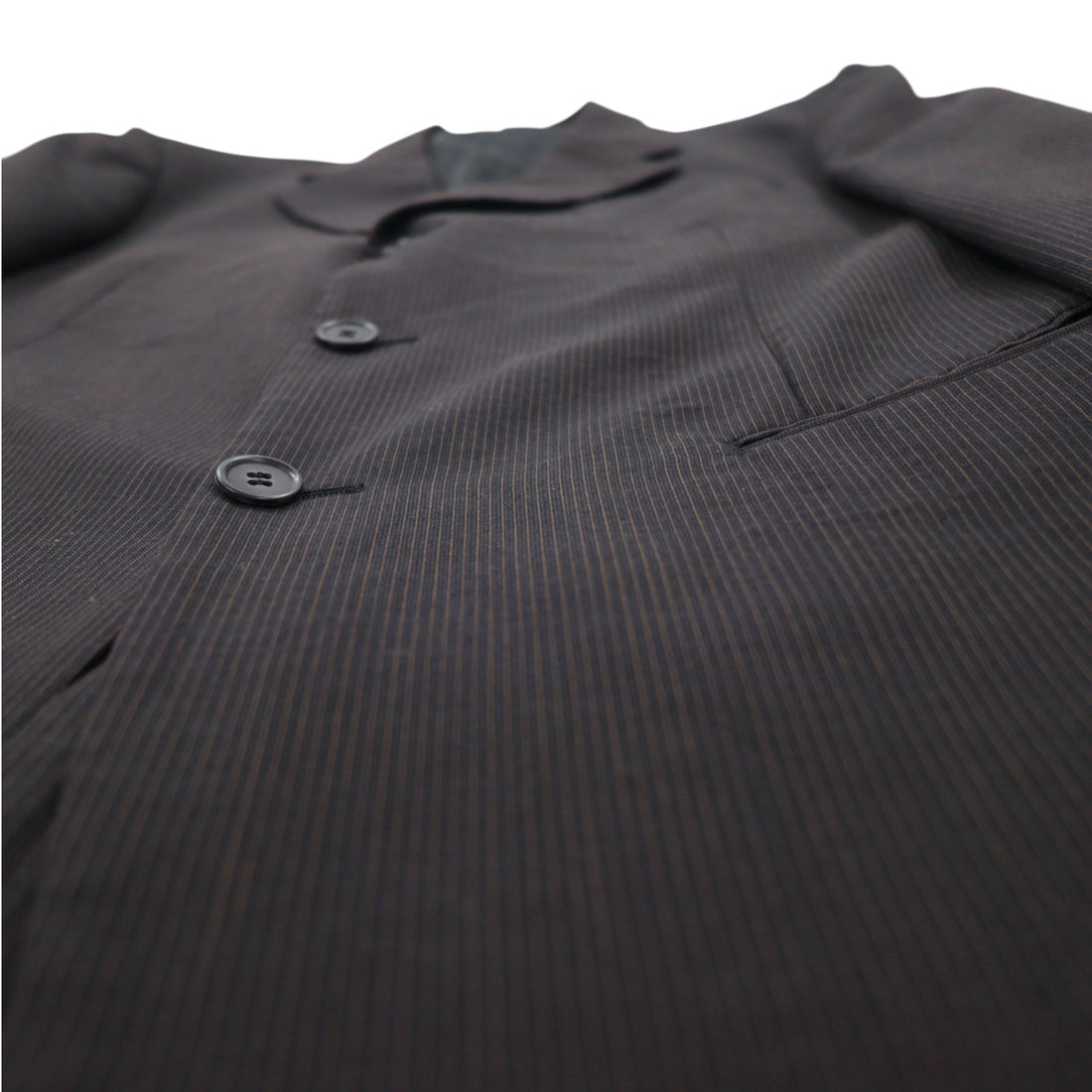 STUDIO by D'URBAN 80s 3B Suit Set Up XL Grey Striped Wool Made in Japan