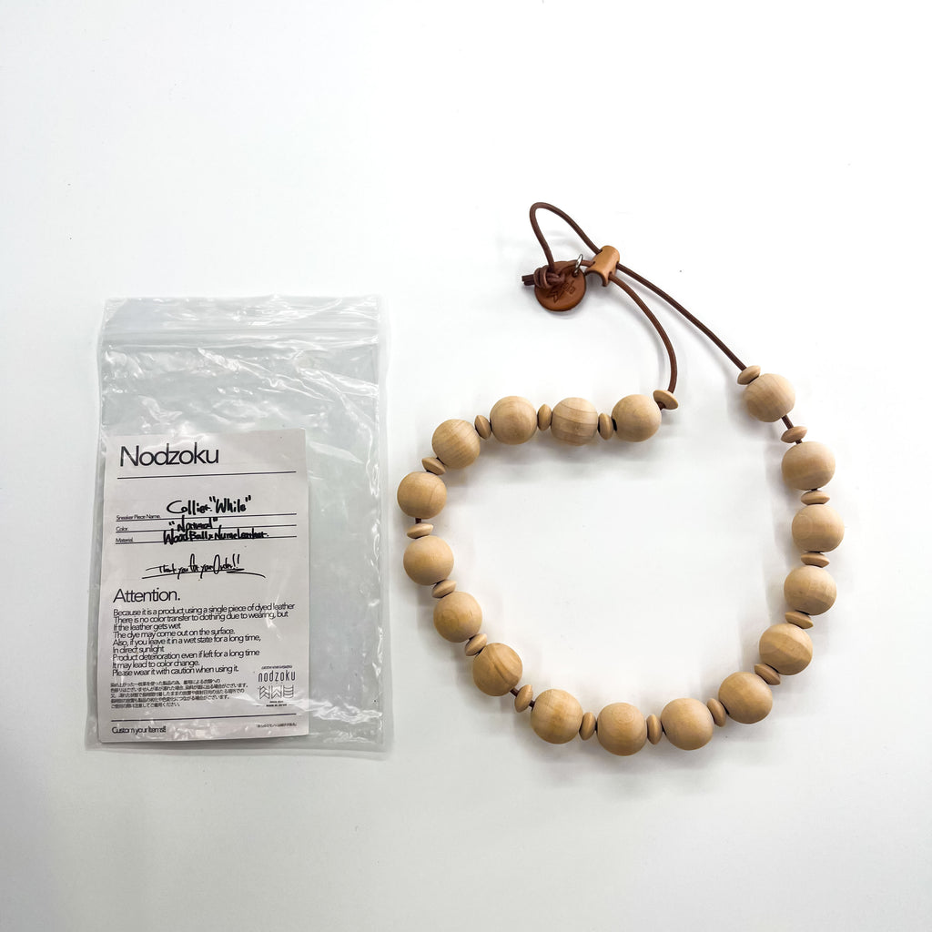 nodzoku ウッドボール ネックレス ベージュ ブラウン Collier. While Natural Wood Ball ヌメ革