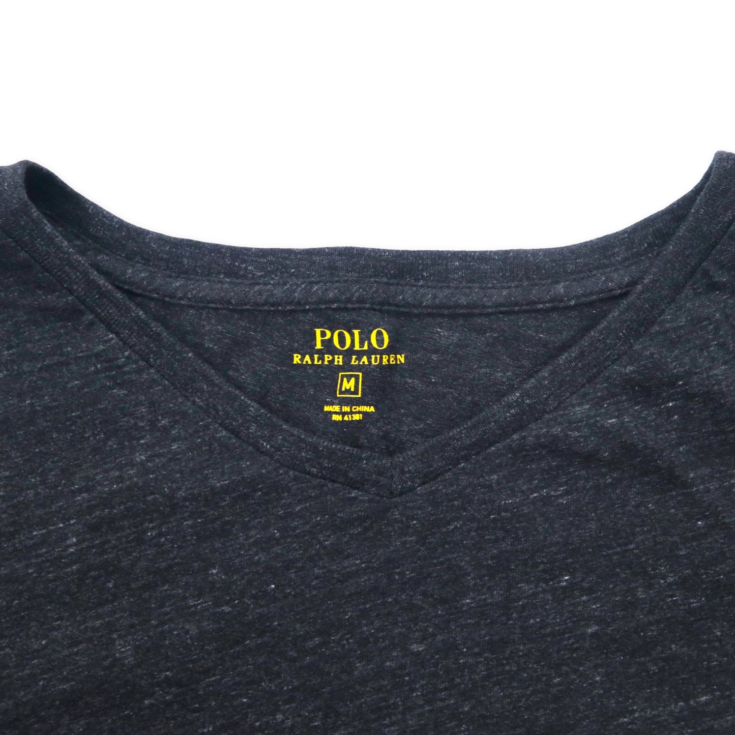 POLO RALPH LAUREN Vネック ロングスリーブ Tシャツ ロンT M グレー コットン スモールポニー刺繍