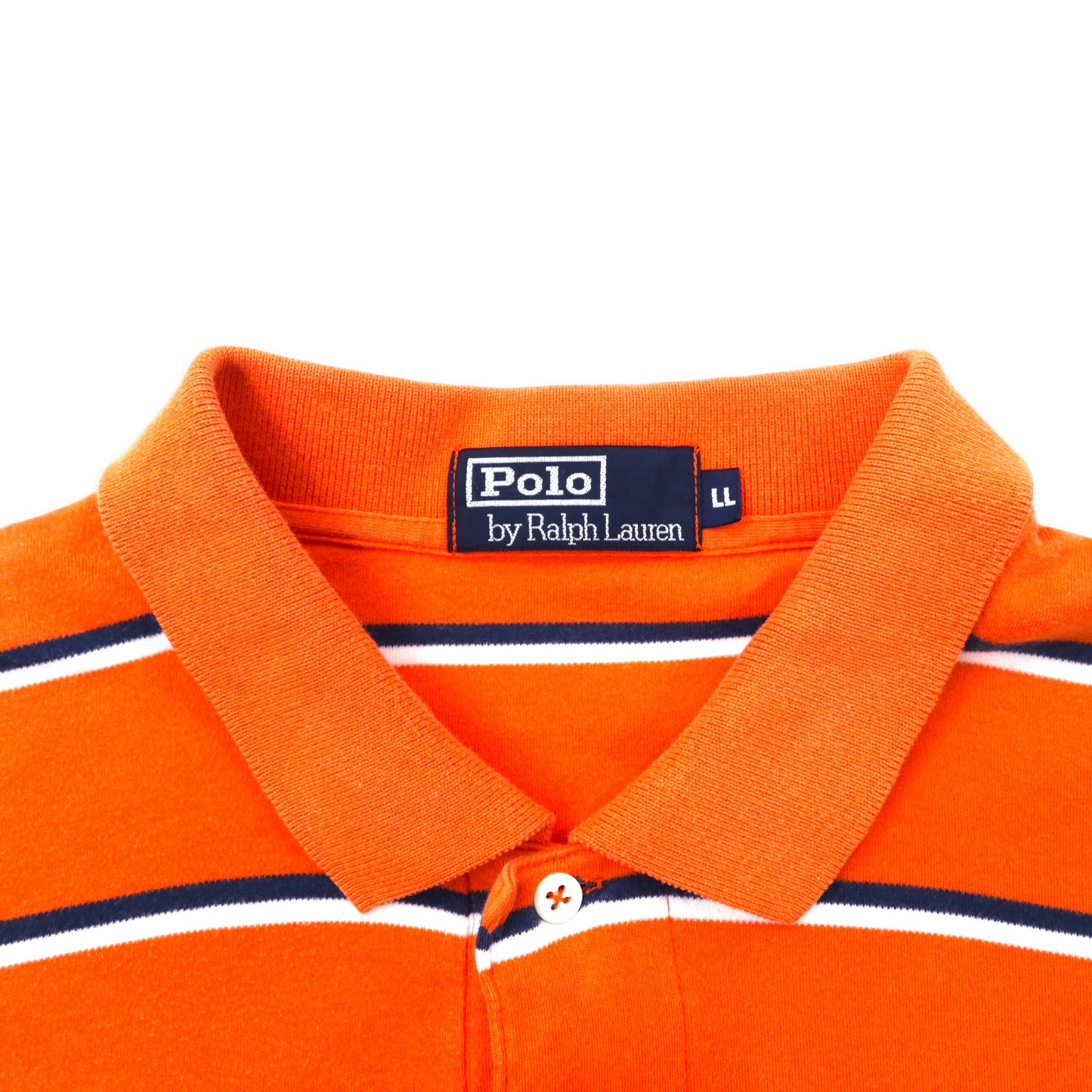 Polo by Ralph Lauren ボーダー ポロシャツ LL オレンジ コットン スモールポニー刺繍 ビッグサイズ