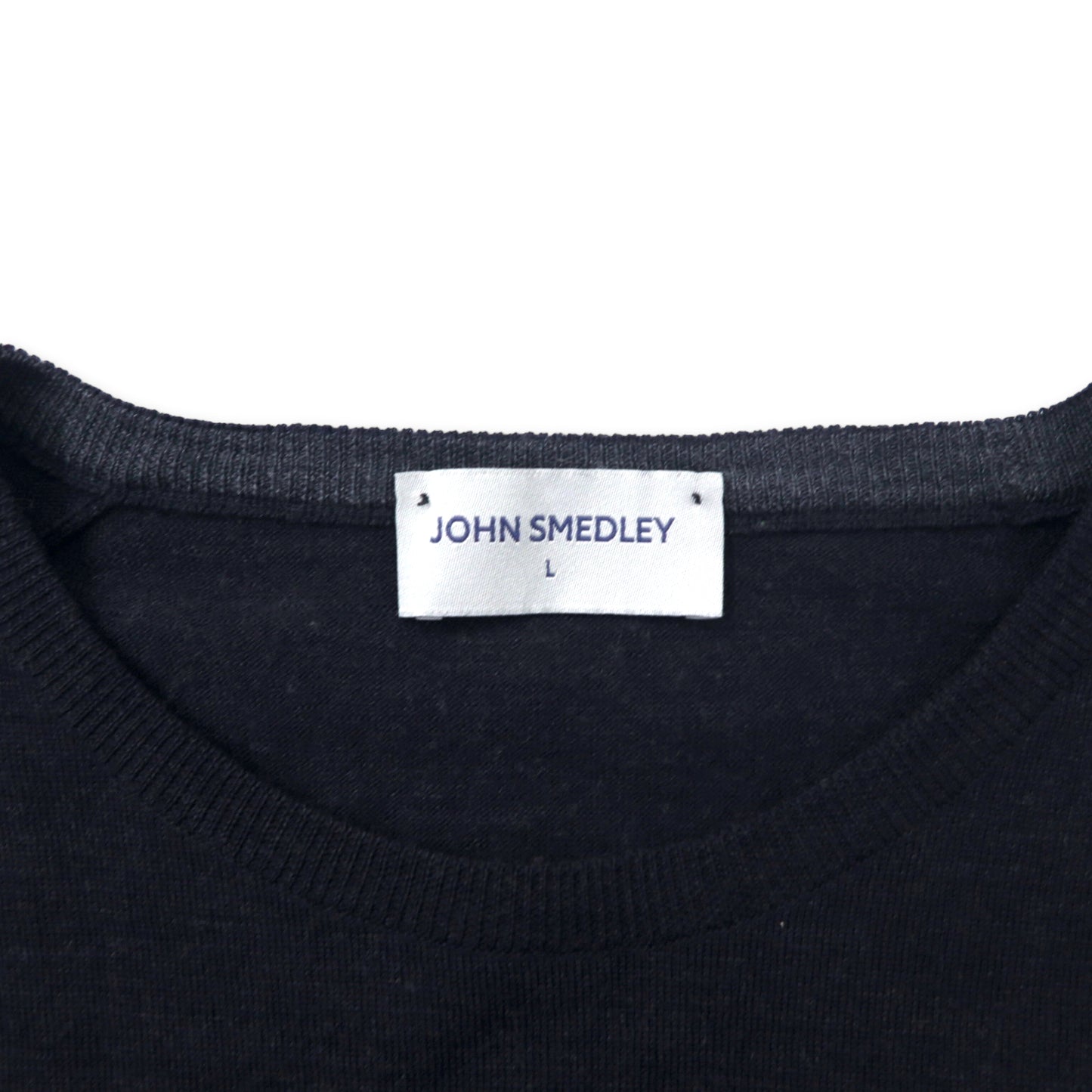 JOHN SMEDLEY イギリス製 ラグランスリーブ ニット セーター L ネイビー グレー メリノウール