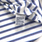 Polo by Ralph Lauren 90s Striped Polo Shirt L White Blue Cotton Small Pony Embroidery