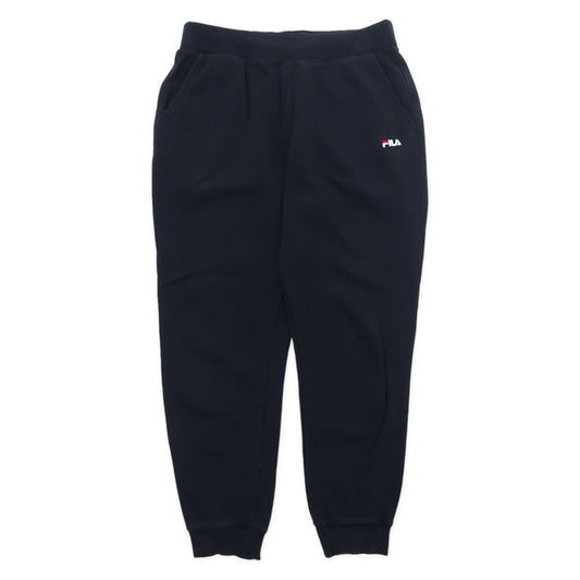 日本然リトテ-古着オンライン-FILA スウェットパンツ L ブラック コットン 裏起毛 ワンポイントロゴ刺繍-FILA SWEATPANTS L Black Cotton BRUSHED LINING One Point Logo embroidery