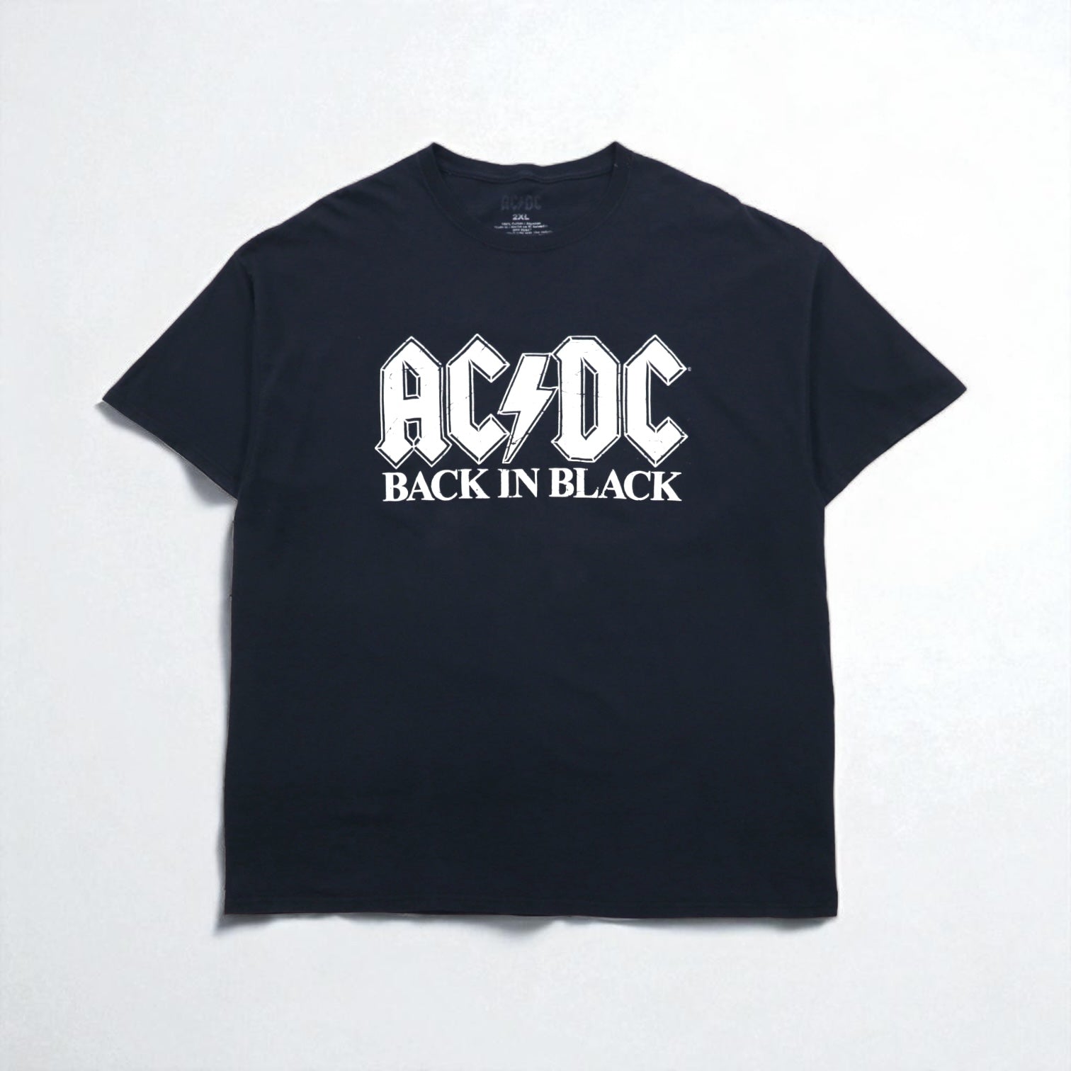 AC/DC Official Rock Band T-Shirt 2XL Black Cotton BACK IN BLACK