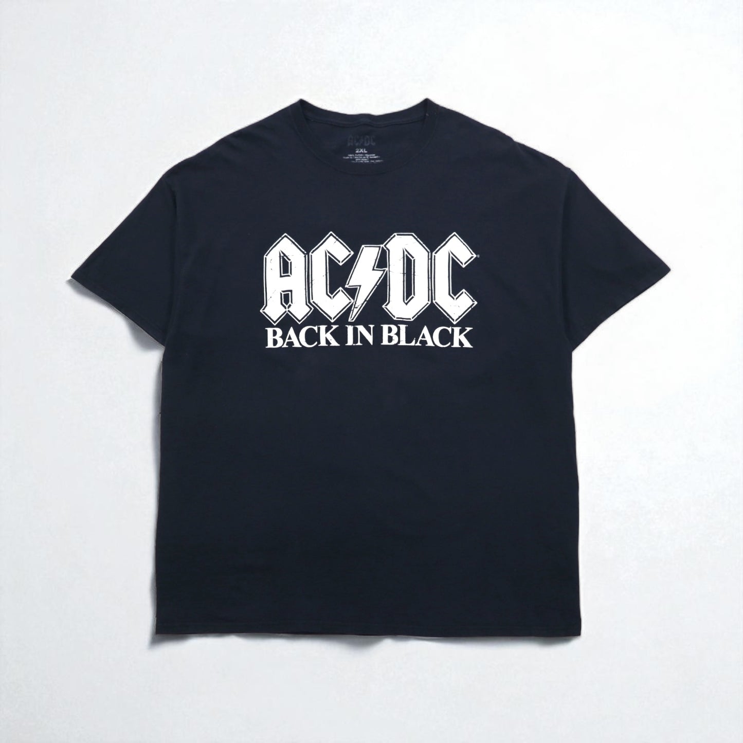 AC/DC オフィシャル ロック バンド Tシャツ 2XL ブラック コットン BACK IN BLACK