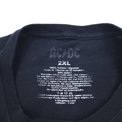 AC/DC オフィシャル ロック バンド Tシャツ 2XL ブラック コットン BACK IN BLACK