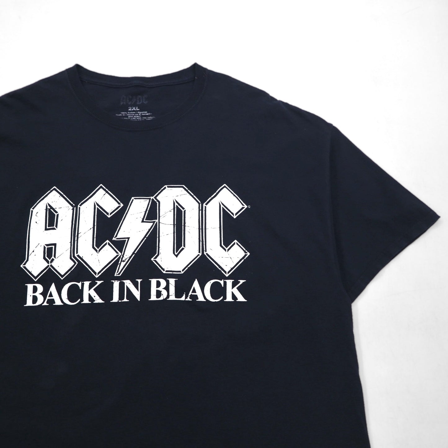 AC/DC オフィシャル ロック バンド Tシャツ 2XL ブラック コットン BACK IN BLACK