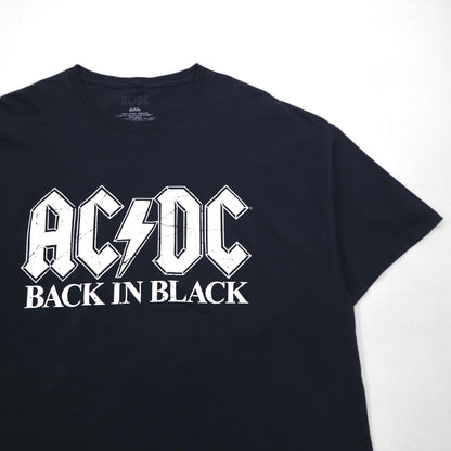 AC/DC オフィシャル ロック バンド Tシャツ 2XL ブラック コットン BACK IN BLACK