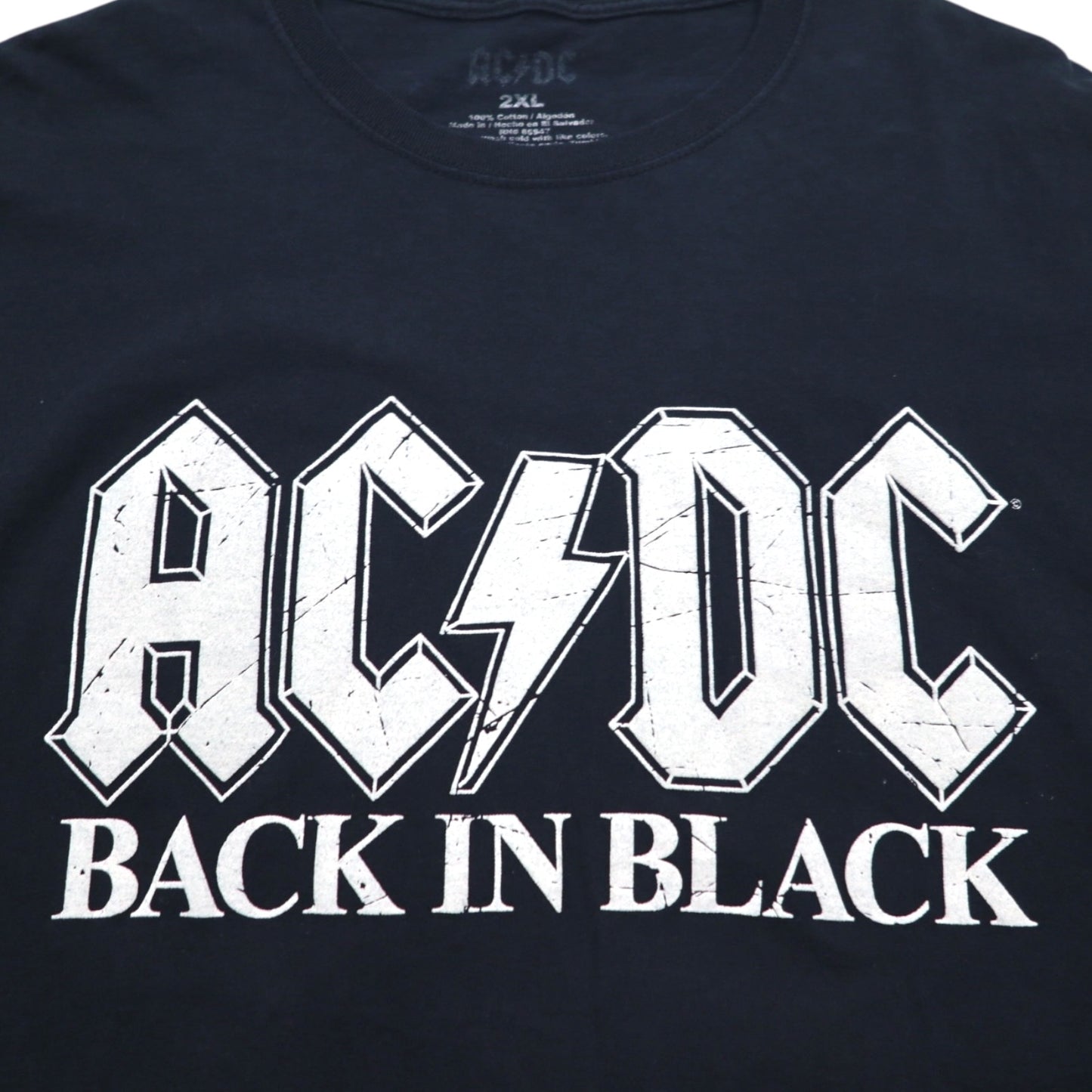 AC/DC オフィシャル ロック バンド Tシャツ 2XL ブラック コットン BACK IN BLACK