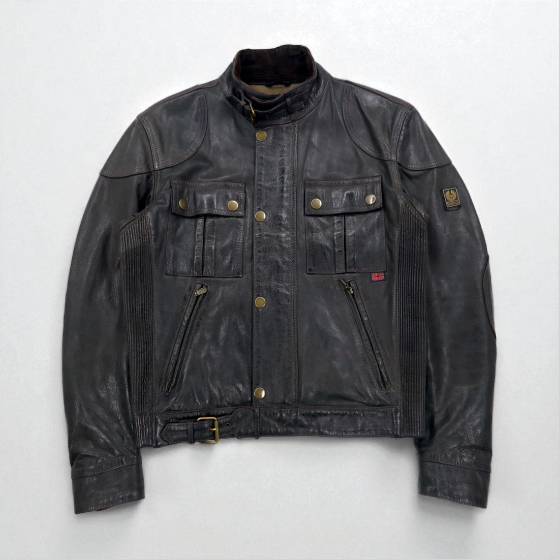 Belstaff イタリア製 ギャングスター ハンドワックス レザー モーターサイクルジャケット ライダース M ブラウン