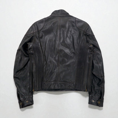 Belstaff イタリア製 ギャングスター ハンドワックス レザー モーターサイクルジャケット ライダース M ブラウン