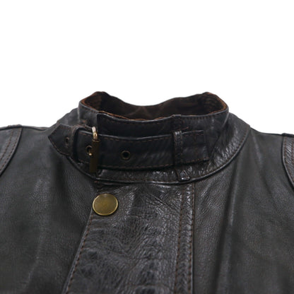 Belstaff イタリア製 ギャングスター ハンドワックス レザー モーターサイクルジャケット ライダース M ブラウン