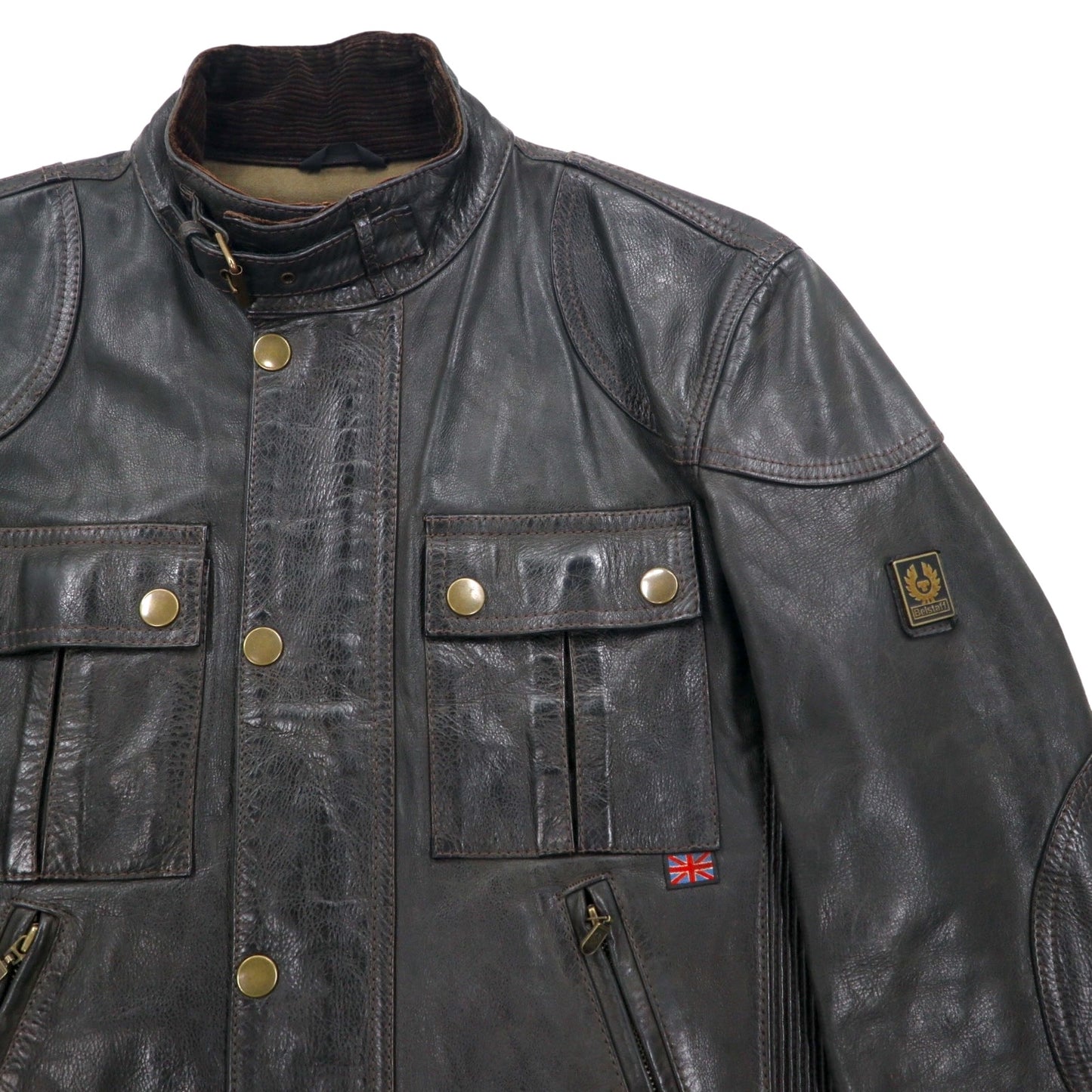 Belstaff イタリア製 ギャングスター ハンドワックス レザー モーターサイクルジャケット ライダース M ブラウン
