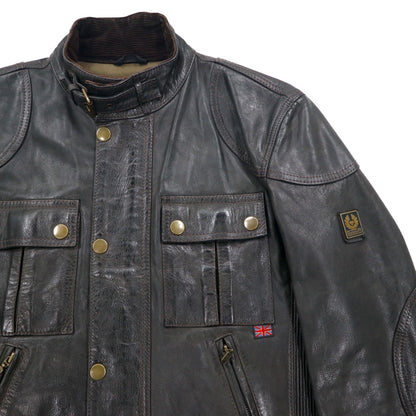 Belstaff イタリア製 ギャングスター ハンドワックス レザー モーターサイクルジャケット ライダース M ブラウン