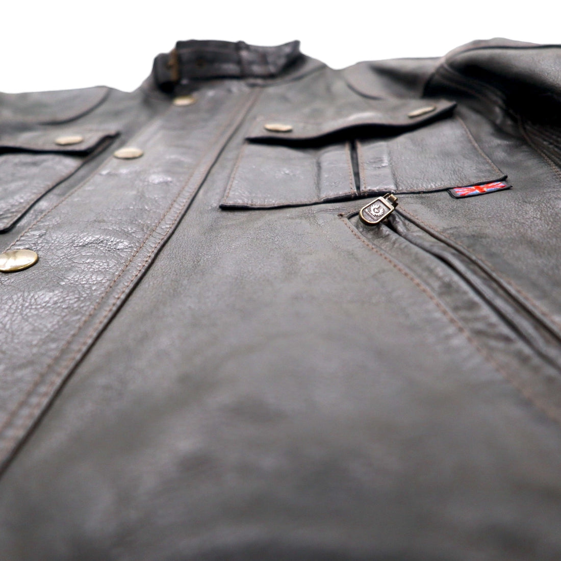 Belstaff イタリア製 ギャングスター ハンドワックス レザー モーターサイクルジャケット ライダース M ブラウン