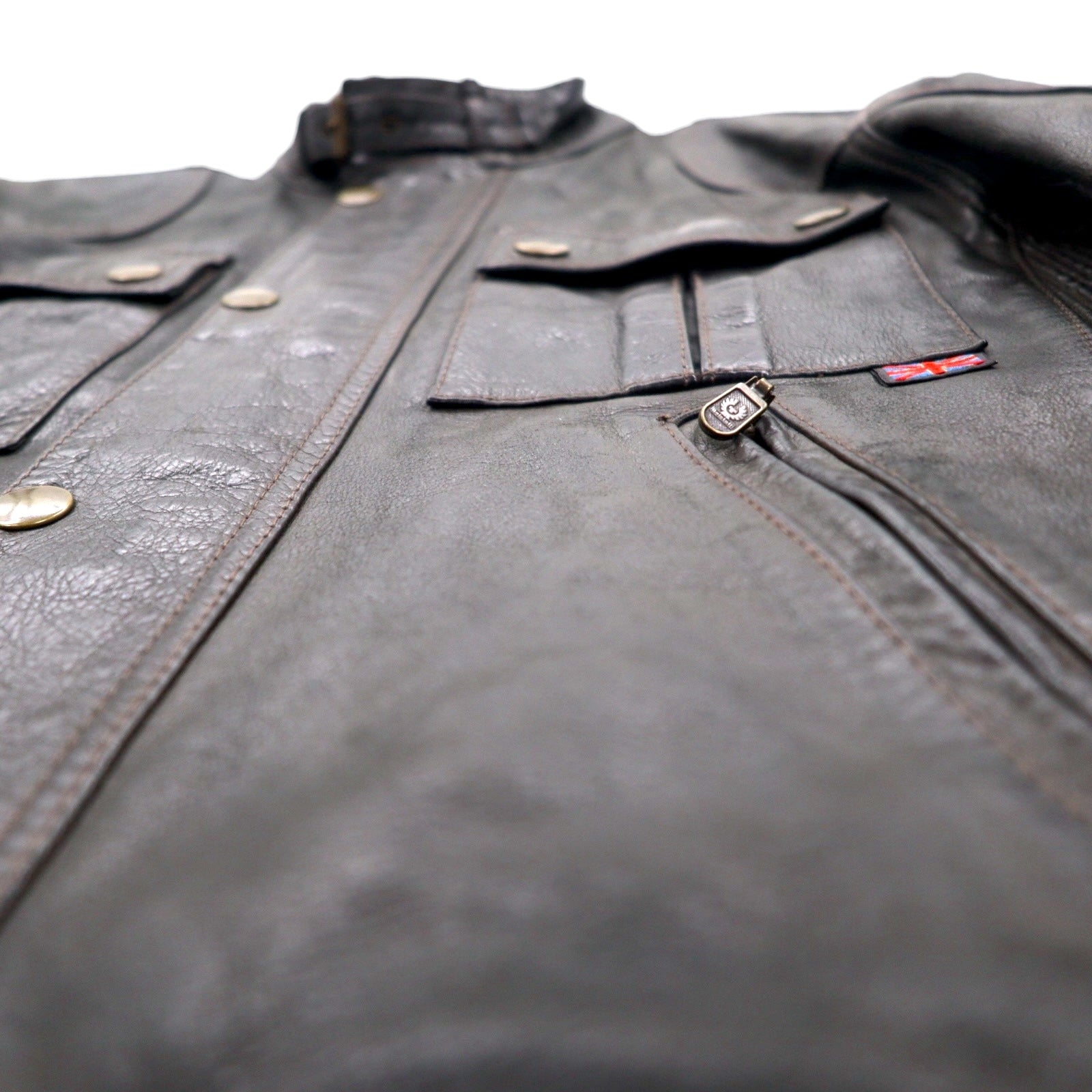 Belstaff Italian Gangster Hand Waxed Leather Motorcycle Jacket Riders M Brown