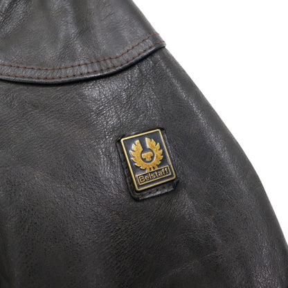 Belstaff イタリア製 ギャングスター ハンドワックス レザー モーターサイクルジャケット ライダース M ブラウン