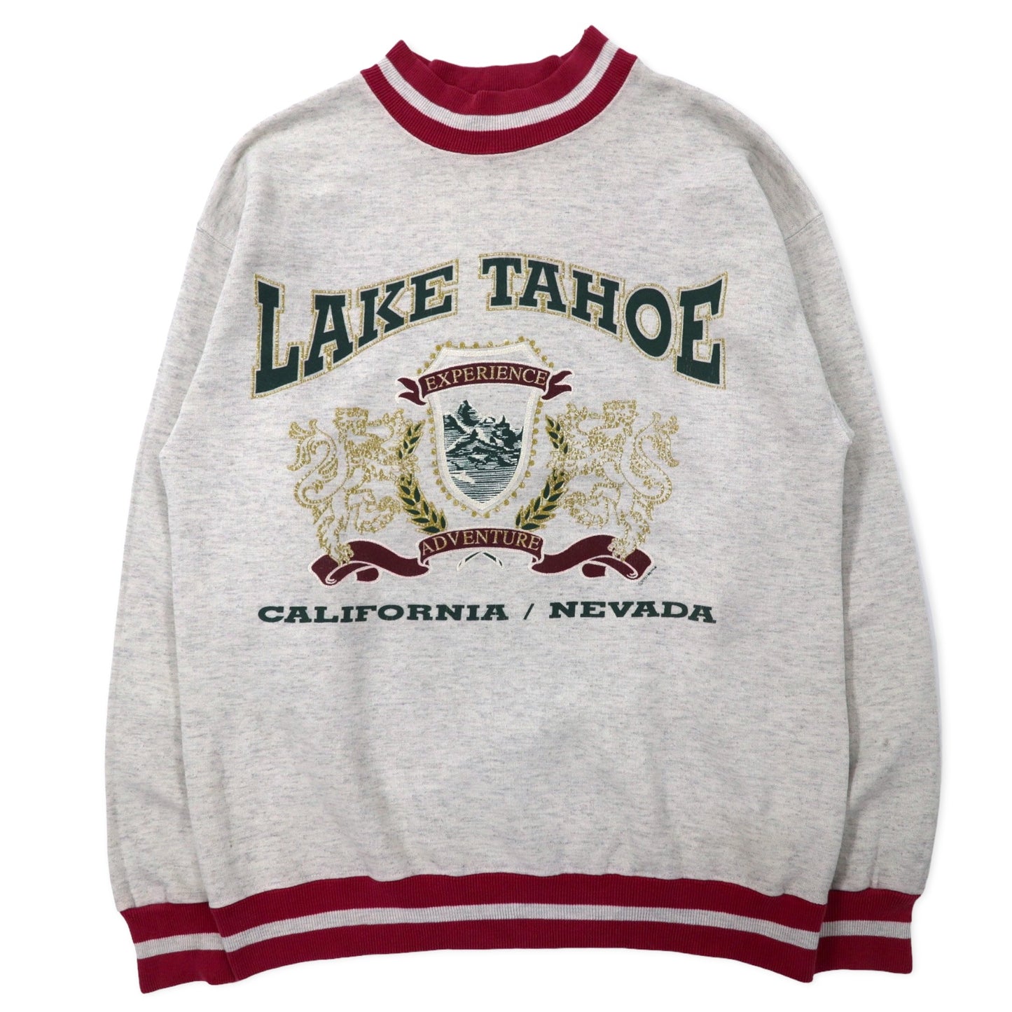 Hanes USA製 90年代 ACTIVE WEAR リブライン スウェット M グレー コットン LAKE TAHOE