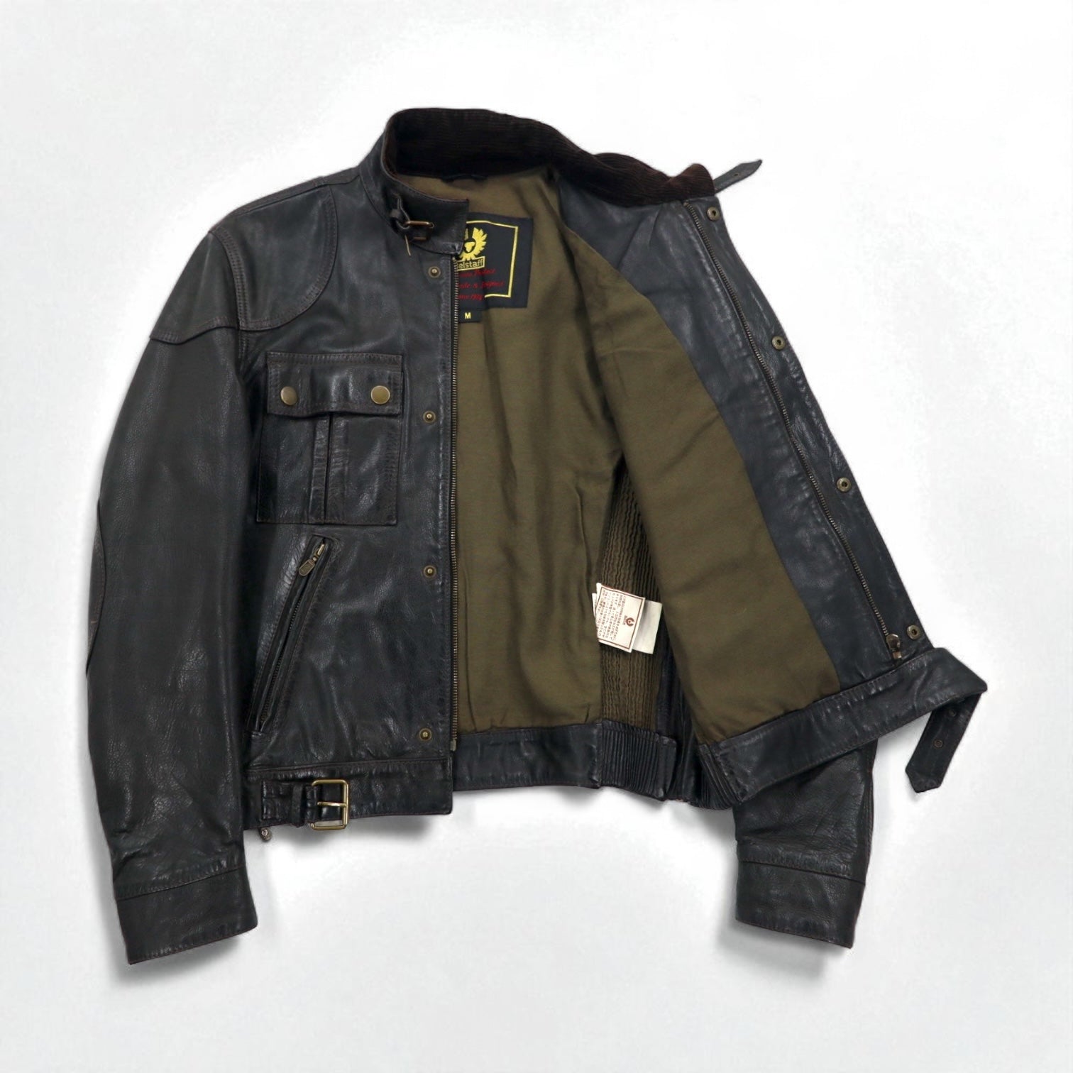 Belstaff Italian Gangster Hand Waxed Leather Motorcycle Jacket Riders M Brown