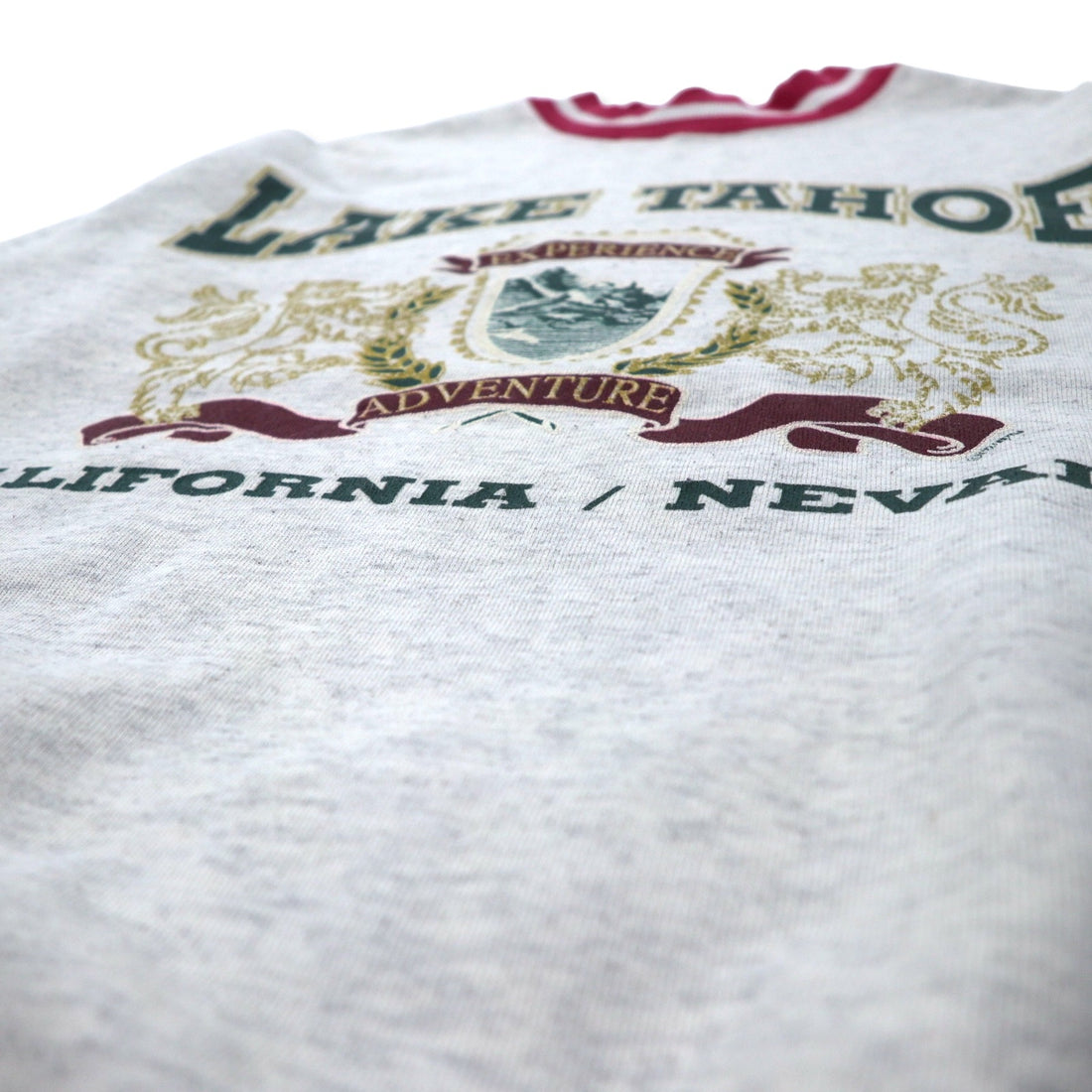 Hanes USA Made 90s ACTIVE WEAR Ribline Sweatshirt M Gray Cotton LAKE TAHOE