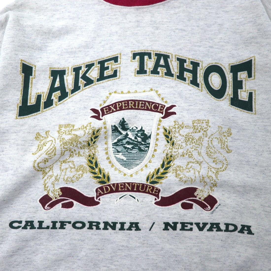 Hanes USA Made 90s ACTIVE WEAR Ribline Sweatshirt M Gray Cotton LAKE TAHOE