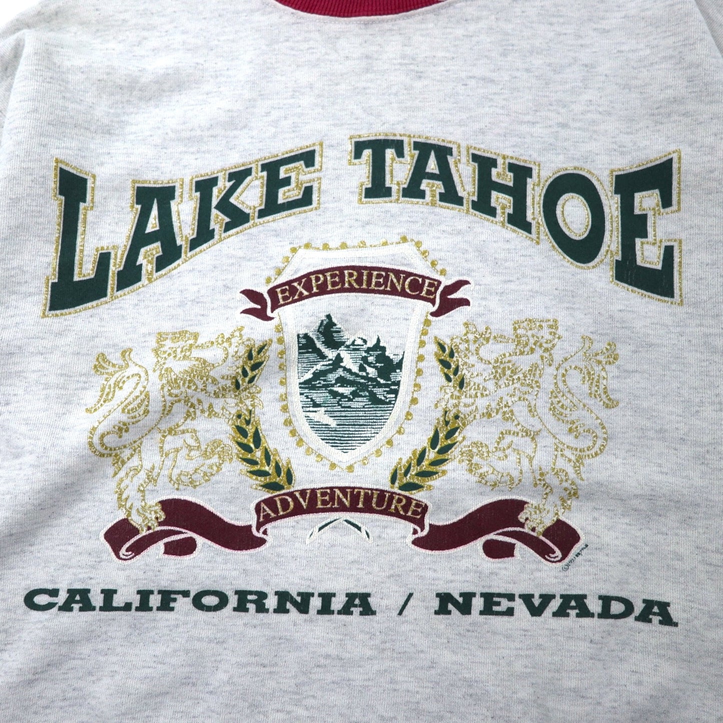 Hanes USA製 90年代 ACTIVE WEAR リブライン スウェット M グレー コットン LAKE TAHOE