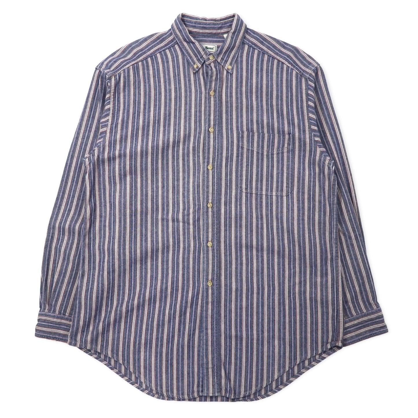 日本然リトテ-古着オンライン-L.L.Bean 90年代 ボタンダウンシャツ L ブルー ストライプ コットン コスタリカ製-L.L.Bean 90's button-down Shirts L Blue Striped Cotton Costa Rica Made