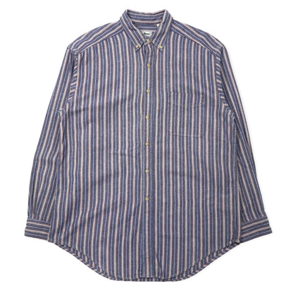 日本然リトテ-古着オンライン-L.L.Bean 90年代 ボタンダウンシャツ L ブルー ストライプ コットン コスタリカ製-L.L.Bean 90's button-down Shirts L Blue Striped Cotton Costa Rica Made