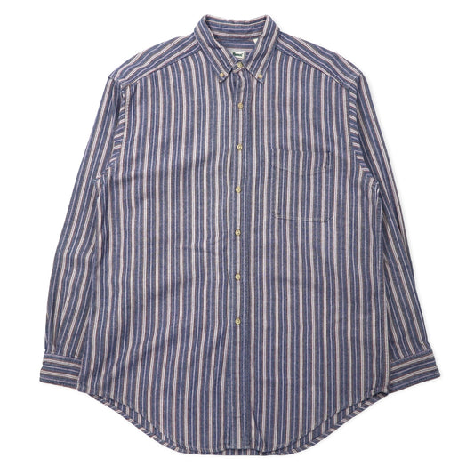 日本然リトテ-古着オンライン-L.L.Bean 90年代 ボタンダウンシャツ L ブルー ストライプ コットン コスタリカ製-L.L.Bean 90's button-down Shirts L Blue Striped Cotton Costa Rica Made