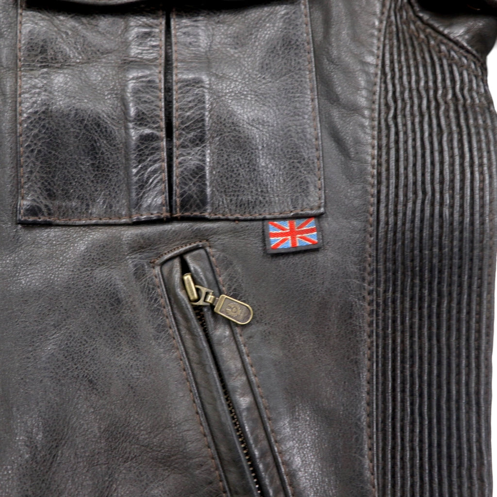 Belstaff Italian Gangster Hand Waxed Leather Motorcycle Jacket Riders M Brown