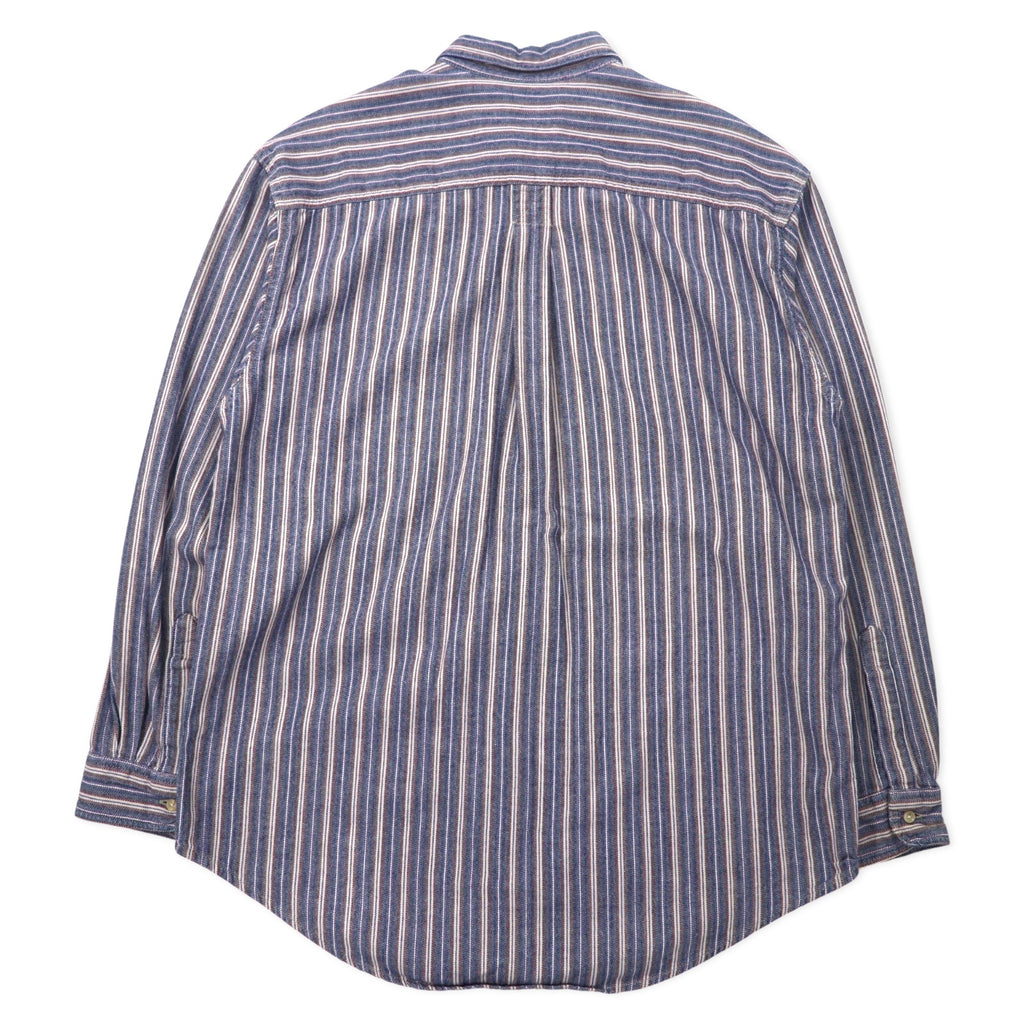 LLBean 90s Button Down Shirt, Large, Blue, Striped, Cotton, Made in Costa Rica