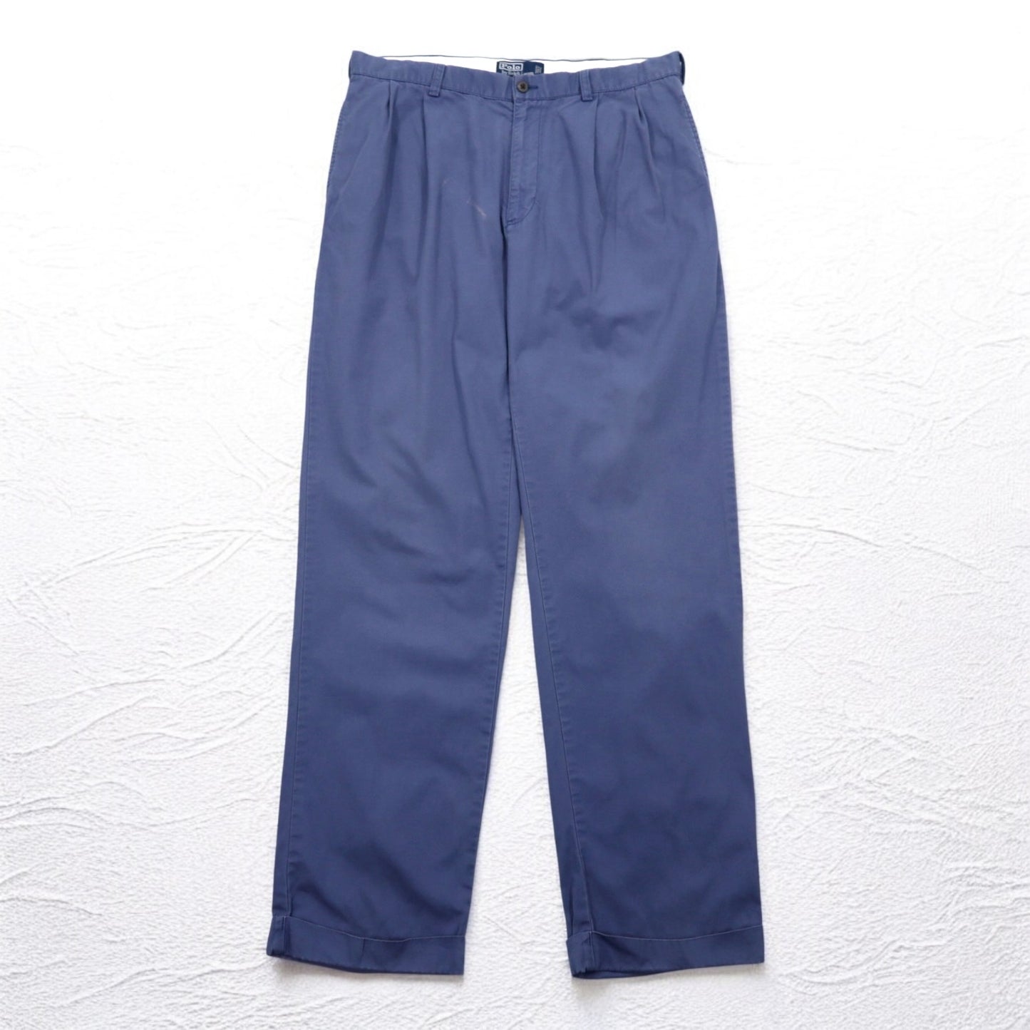 Polo by Ralph Lauren 90年代 タック ワイド チノパンツ L ブルー コットン HAMMOND PANT