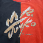 Mr. JUNKO 90s Sweatshirt L Red Black Bicolor Cotton Logo Embroidery Made in Japan