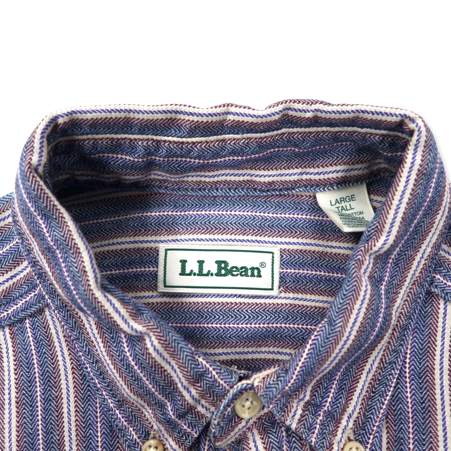 L.L.Bean 90年代 ボタンダウンシャツ L ブルー ストライプ コットン コスタリカ製
