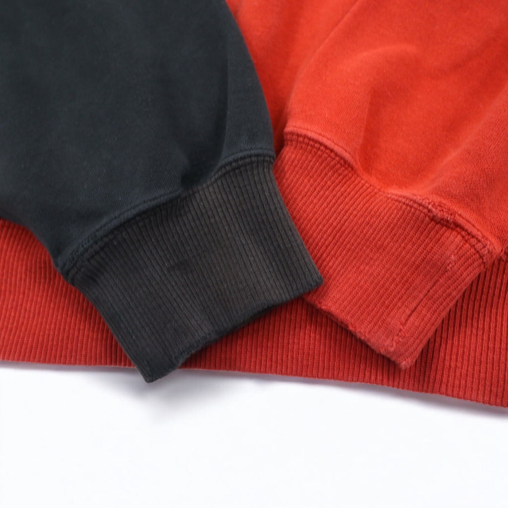 Mr. JUNKO 90s Sweatshirt L Red Black Bicolor Cotton Logo Embroidery Made in Japan