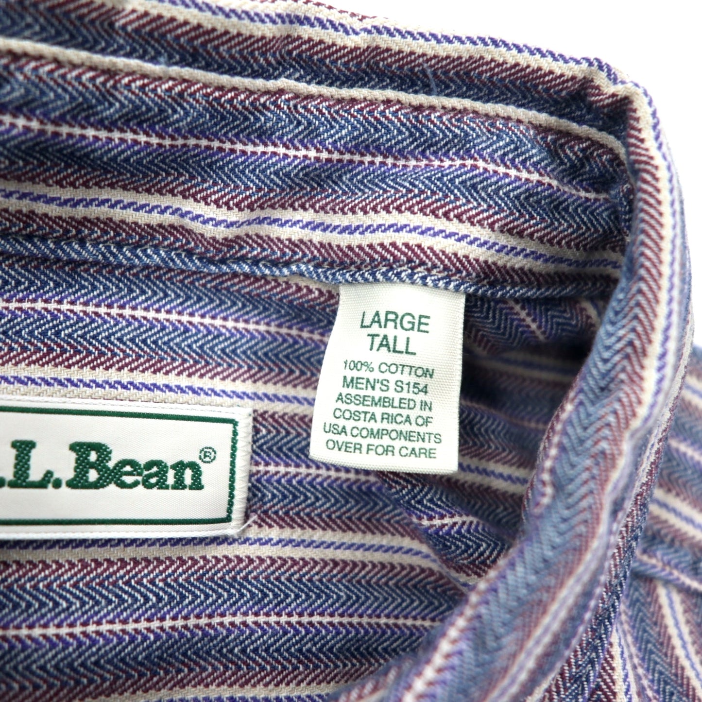 L.L.Bean 90年代 ボタンダウンシャツ L ブルー ストライプ コットン コスタリカ製