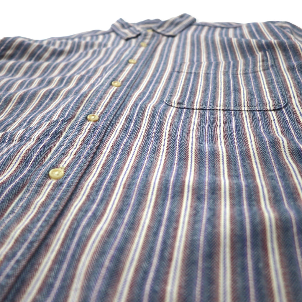 LLBean 90s Button Down Shirt, Large, Blue, Striped, Cotton, Made in Costa Rica