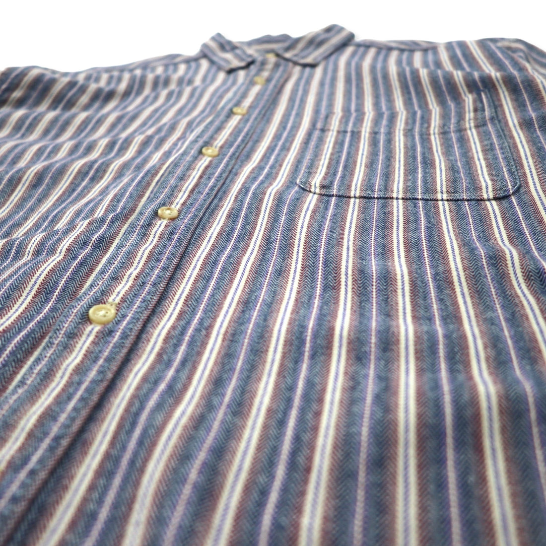 LLBean 90s Button Down Shirt, Large, Blue, Striped, Cotton, Made in Costa Rica