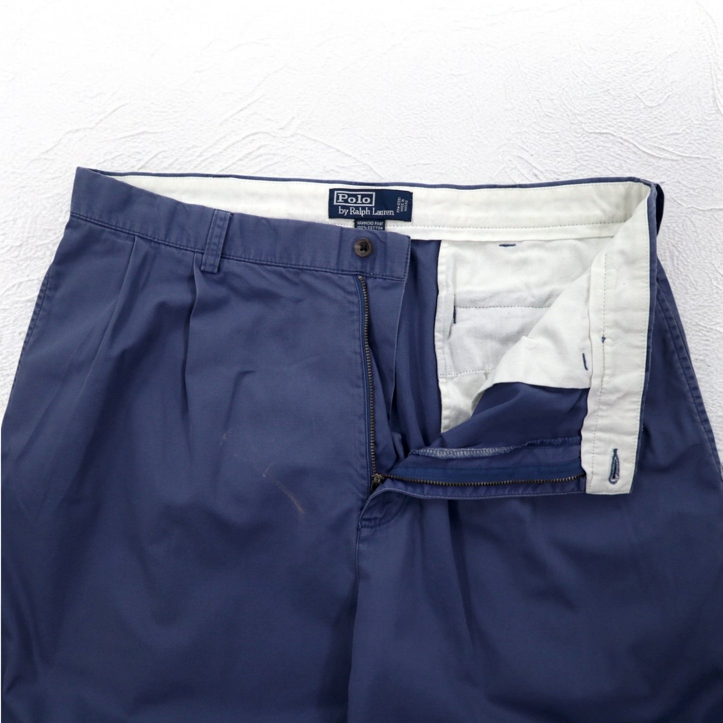 Polo by Ralph Lauren 90年代 タック ワイド チノパンツ L ブルー コットン HAMMOND PANT