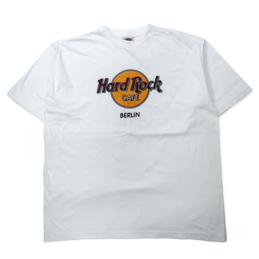日本然リトテ-古着オンライン-Hard Rock CAFE ロゴプリント Tシャツ XL ホワイト コットン ビッグサイズ BERLIN-Hard Rock CAFE Logo Print T-Shirt XL White Cotton Big Size BERLIN