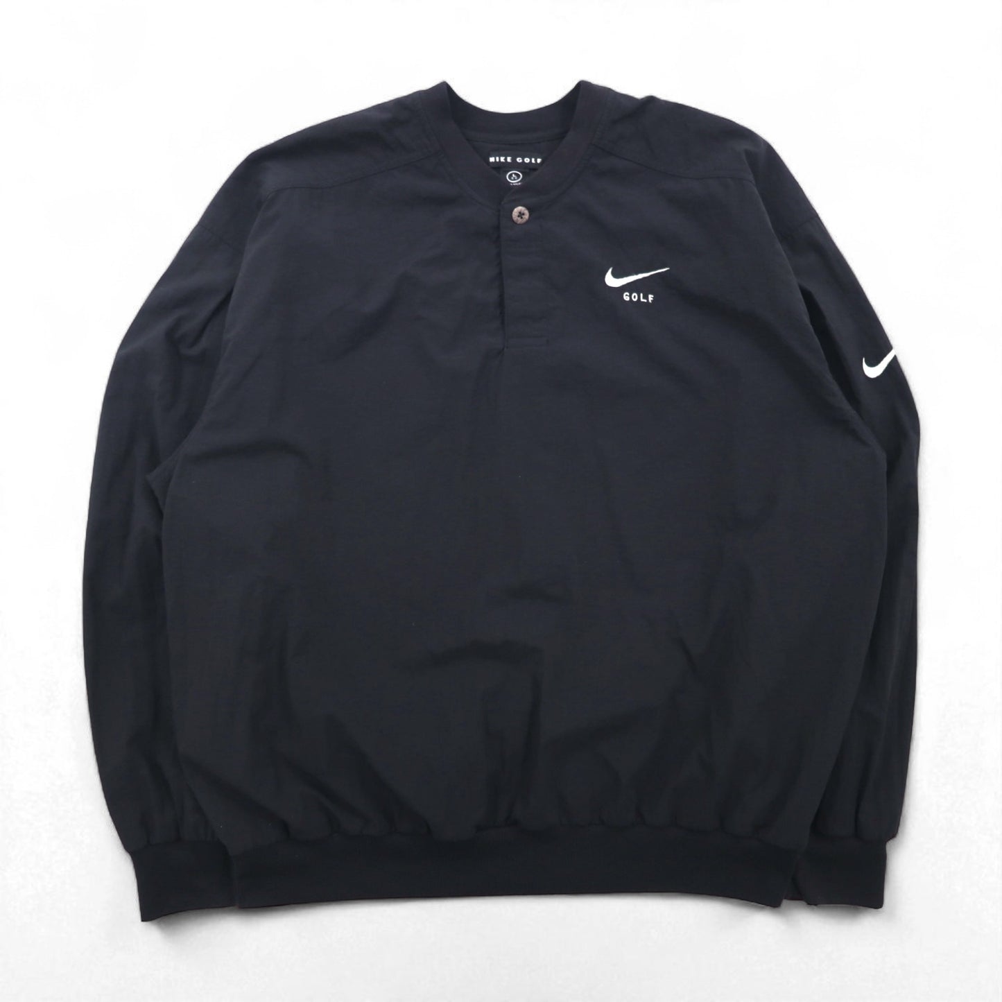 NIKE Piste Pullover Nylon Jacket Jersey Size L Black Swoosh