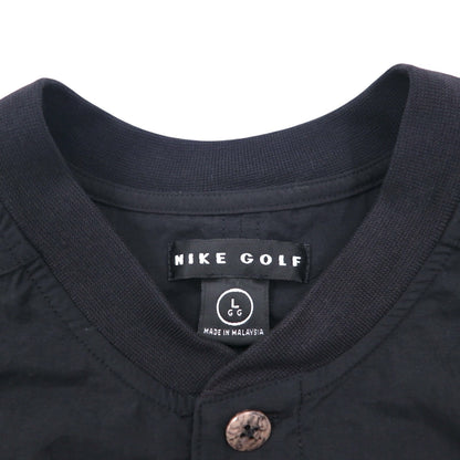 NIKE Piste Pullover Nylon Jacket Jersey Size L Black Swoosh