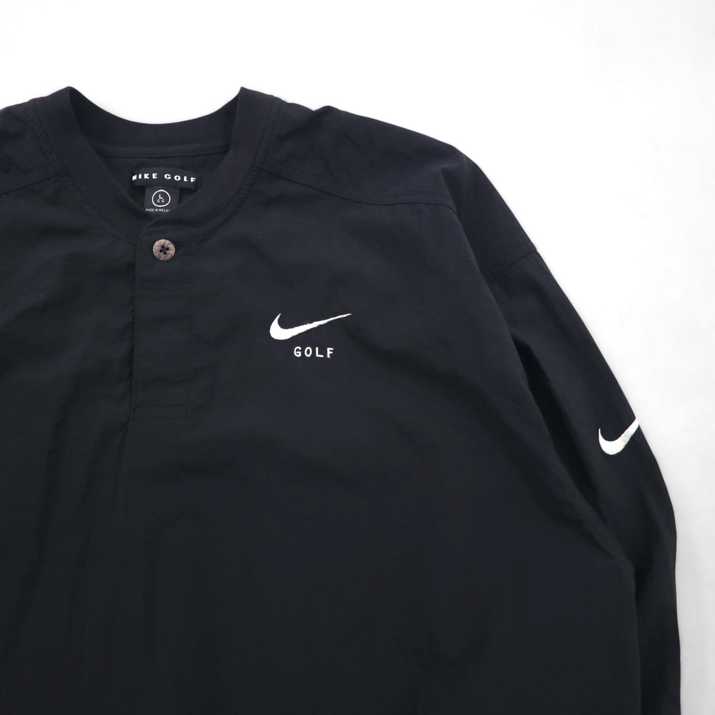NIKE Piste Pullover Nylon Jacket Jersey Size L Black Swoosh