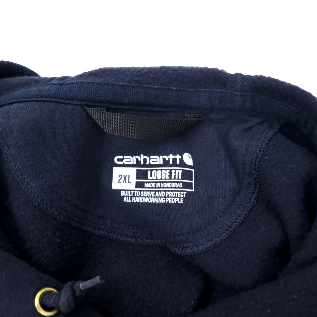 carhartt loose fit pullover hoodie 2XL navy cotton fleece lining MIDWEIGHT PO HOODIE K121-472