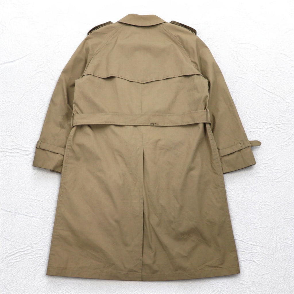 LONDON FOG Stand collar trench coat, XL, beige, concealed placket, epaulet, detachable fur liner, belt included