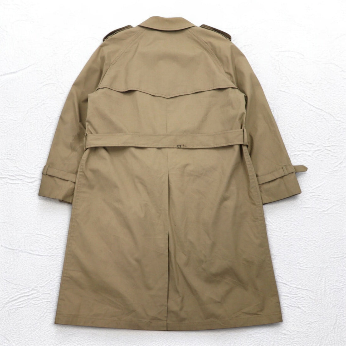 LONDON FOG Stand collar trench coat, XL, beige, concealed placket, epaulet, detachable fur liner, belt included