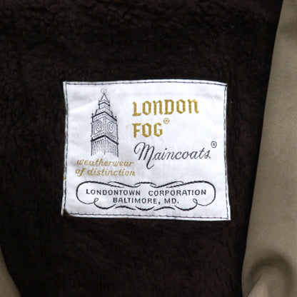 LONDON FOG Stand collar trench coat, XL, beige, concealed placket, epaulet, detachable fur liner, belt included